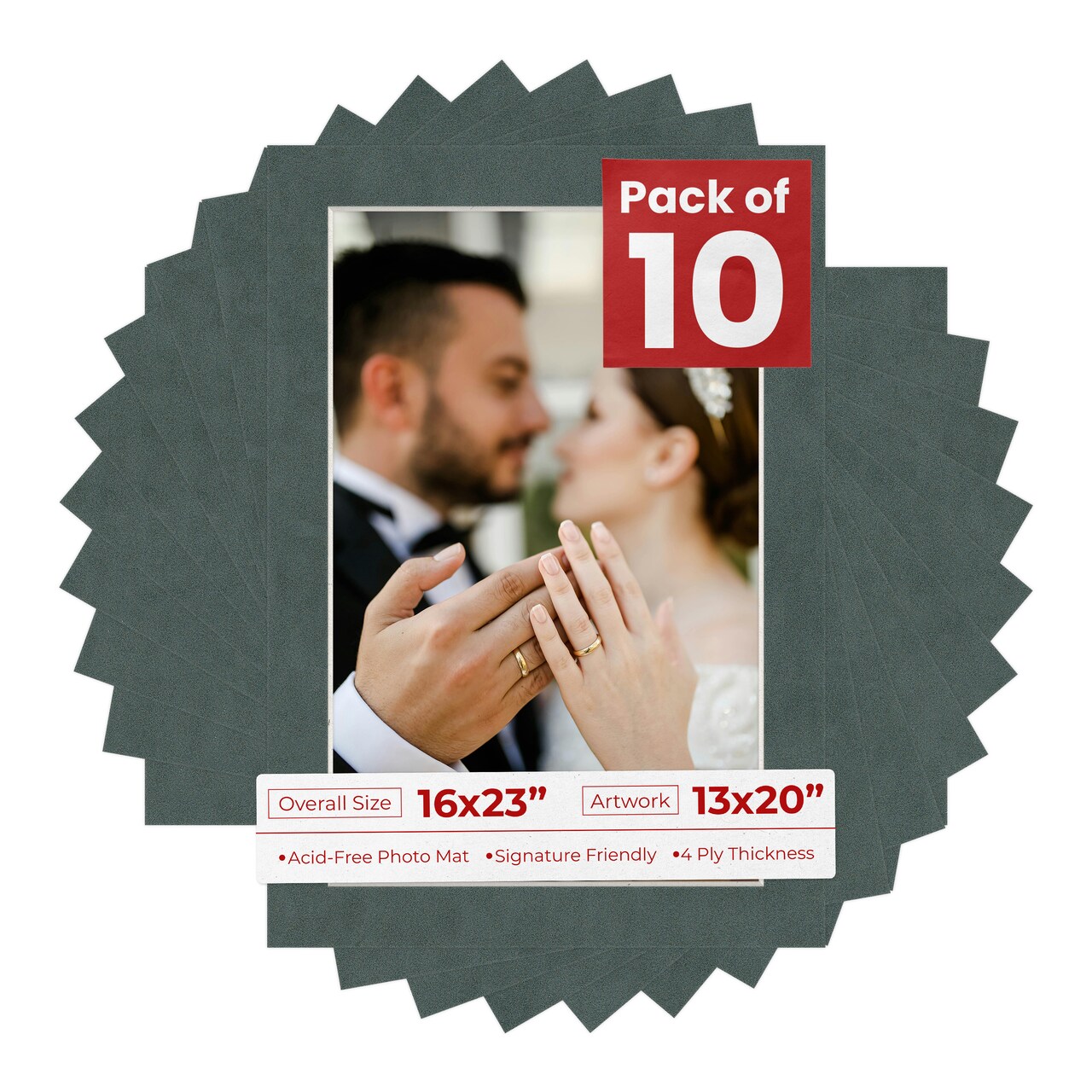 Dark Grey Suede Mat Board for 16x23 Frames - Fits 13x20 Photos